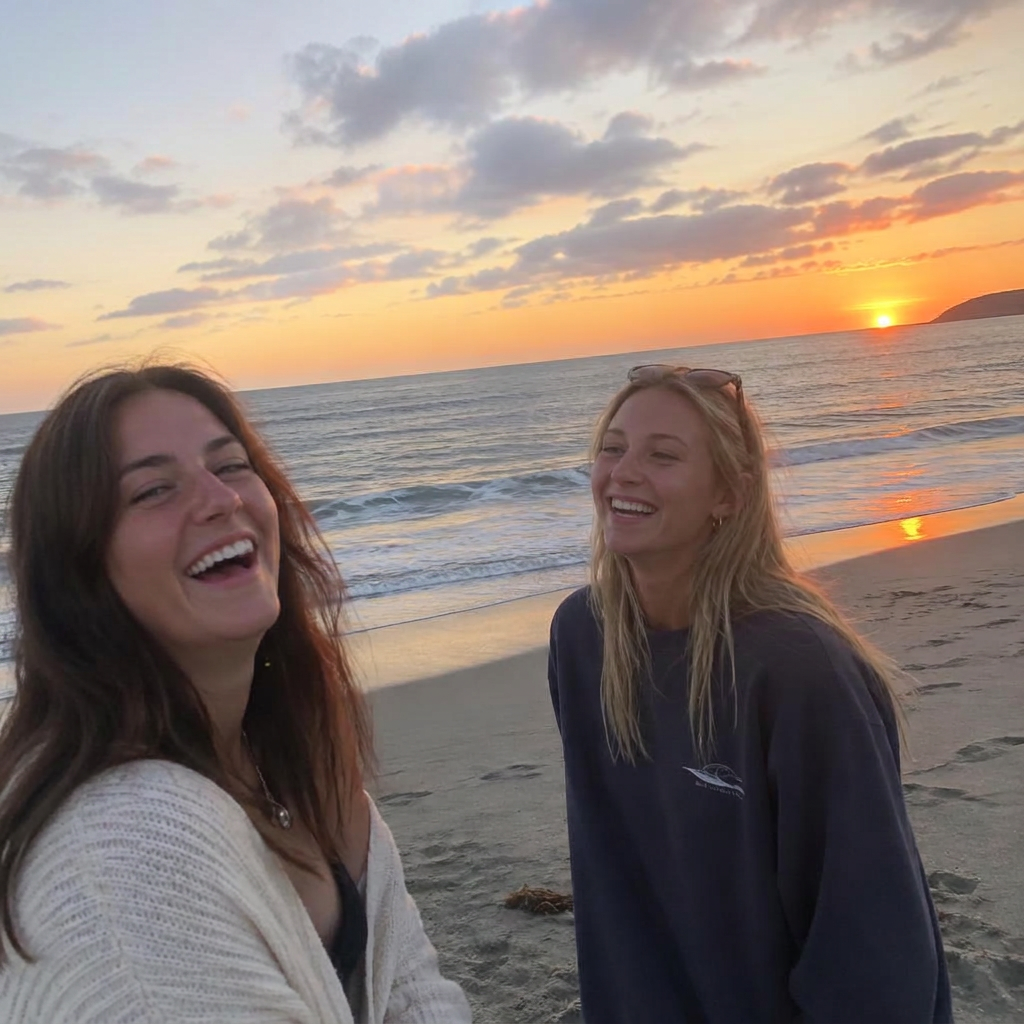 Finger over the lens at a beach sunset — after